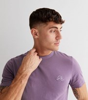 New Look Lilac Embroidered Waves Regular Fit T-Shirt